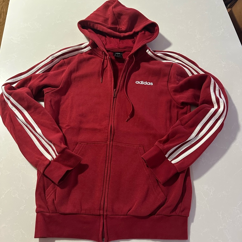 Adidas Maroon Hoodie with White Accents